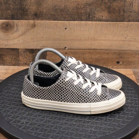CONVERSE ALL STAR LOW SNAKESKIN PRINT WOMENS ATHLETIC SHOES BLACK LEATHER SIZE 6 - Picture 9 of 9